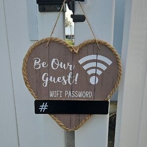 Heart-Shaped Wooden WiFi Password Sign